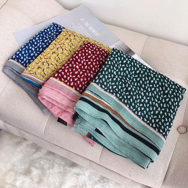 

scarves 2021 fashion cotton pipul tree print fringe shawls women soft leaves wrap scarf hijab 5 color, Blue;gray