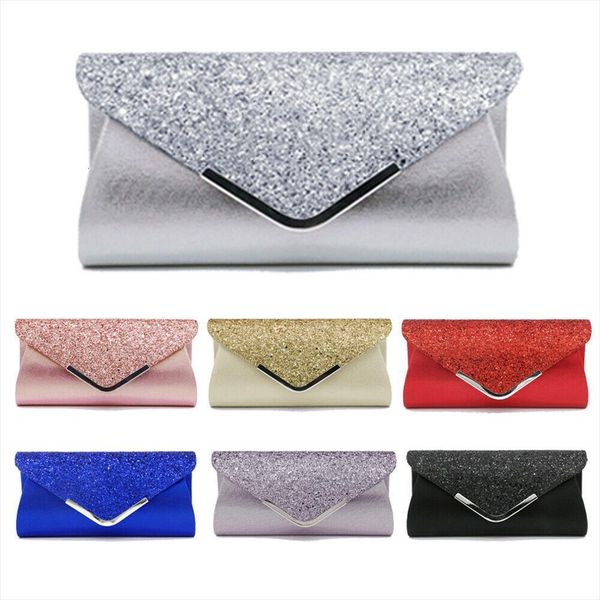 

noenname womens glitter shimmer envelope evening bag ladies sequins party prom smart jane clutch handbag