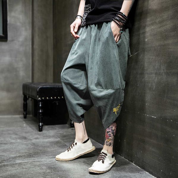 

men's pants sweatpant joggers streetwear loose calf length pant hip hop male casual trousers drop n204 qaul, Black