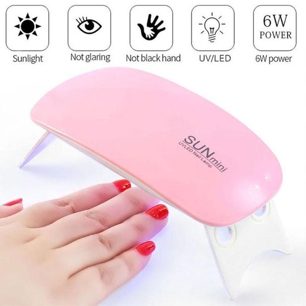 

nail art kits 2color portable 6w dryer machine 6 led uv lamp cable varnish micro home usb gel tools use x8a7