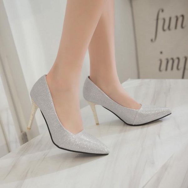 

dress shoes big size high heels sandals women woman summer ladies with sequined pointed, Black