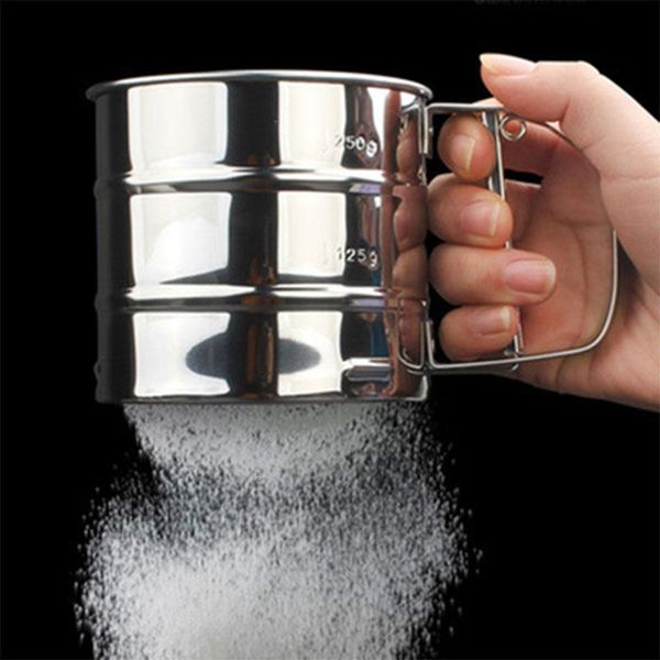 

handheld stainless steel flour sieve cup powder mesh kitchen tools for cakes hand-screened sugar bakeware sifters baking & pastry
