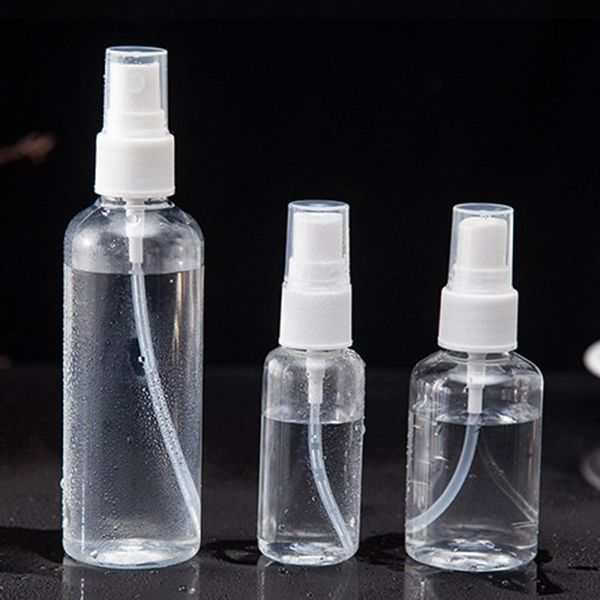 

30ml 50ml 100 ml transparent plastic perfume atomizer small mini empty spray refillable bottle travel bottles set random color storage & jar