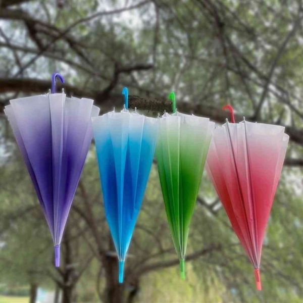 

umbrellas gradient color rain stylish simplicity bubble long handle transparent girls kids mushroom umbrella clear environmental g4w2539, Red;brown