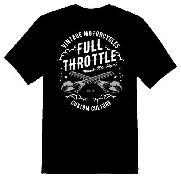 

full throttle vintage motorcycles tee shirt black or white, White;black
