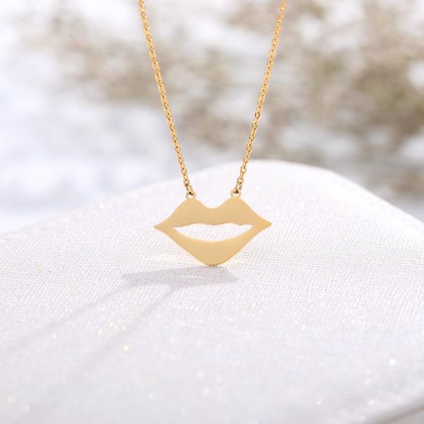 

flaming lips necklace for women jewelry nightclub stainless steel gold chian choker fantasy collares 2021 boho gift pendant necklaces, Silver