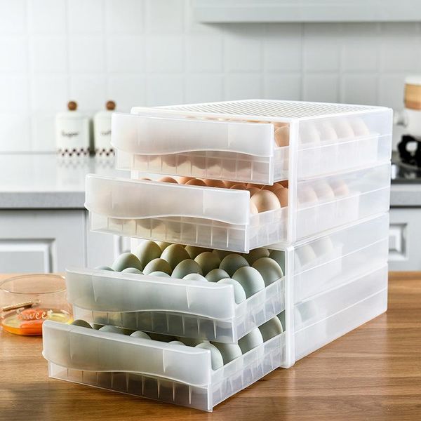 

storage bottles & jars 2021 kitchen fresh-keeping egg box refrigerator drawer transparent shockproof double duck tray