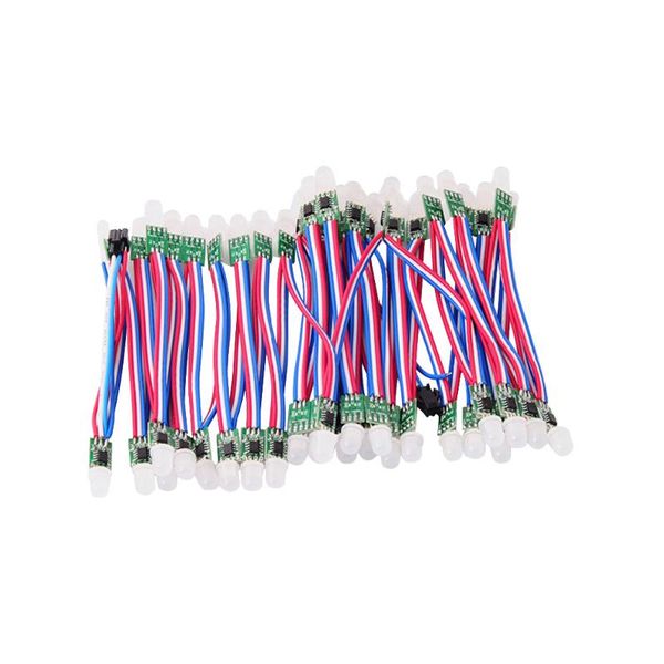 

wholesale 100pcs 9mm rgb wire cable ws2811 ic led pixel module string, dc12v input non-waterproof ip30 full color addressable modules