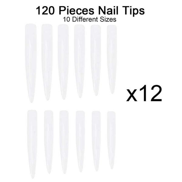 

false nails 120pcs extra long nail tips full cover stiletto artificial for art diy salon, Red;gold