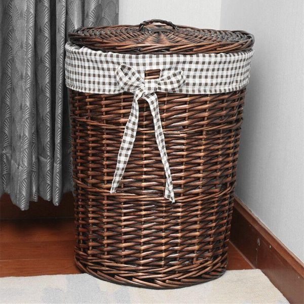 

laundry bags basket wicker storage box willow handmade woven hamper rattan dirty clothes home decorative bath