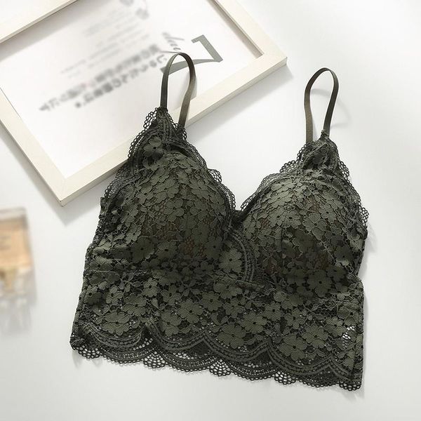 

bras women removable chest pad floral lace bralette underwear female wireless soft push up lingeries, Red;black