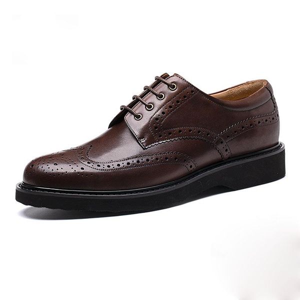 

dress shoes men genuine wingtip leather oxford retro working for male lace up party oxfords, Black