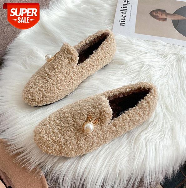 

small fragrance thick-soled wool shoes women lambs edamame peas lazy single large size women's 43 #0e5f