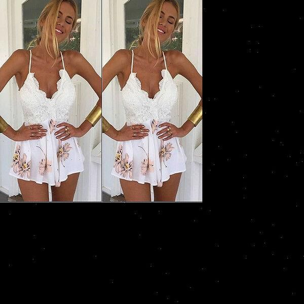 

womens jumpsuits retro fashion lace chic stylish clubwear v neck playsuit bodycon party jumpsuit skinny romper trousers, Black;white