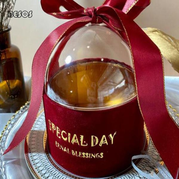 

fashion large round acrylic transparent ribbon gift box wedding party scarf candy packaging decoration wrap