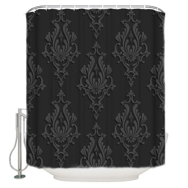

shower curtains modern curtain for flower black pattern bathroom special exquisite waterproof polyester with hook