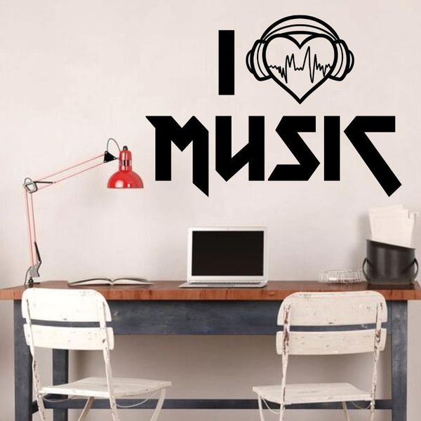 

music wall stickers i love decals bedroom game room or studio decoration stylish gifts for musicians yy24
