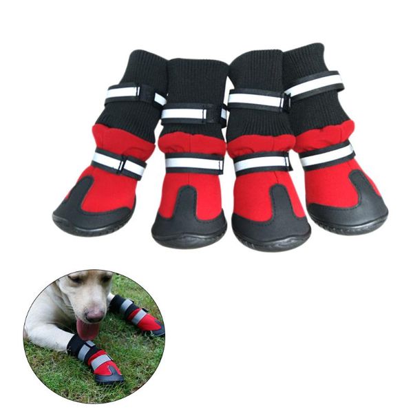 

car headlights anti pet snow boots protective shoes dog rain booties size (red)
