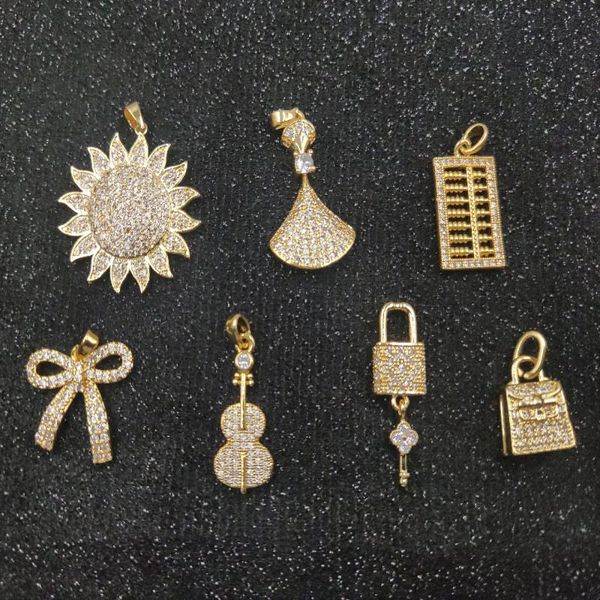 

charms rhinestone crystal copper pendant for necklace fine jewelry versatile cute aesthetic wedding diy accessories christmas gift, Bronze;silver