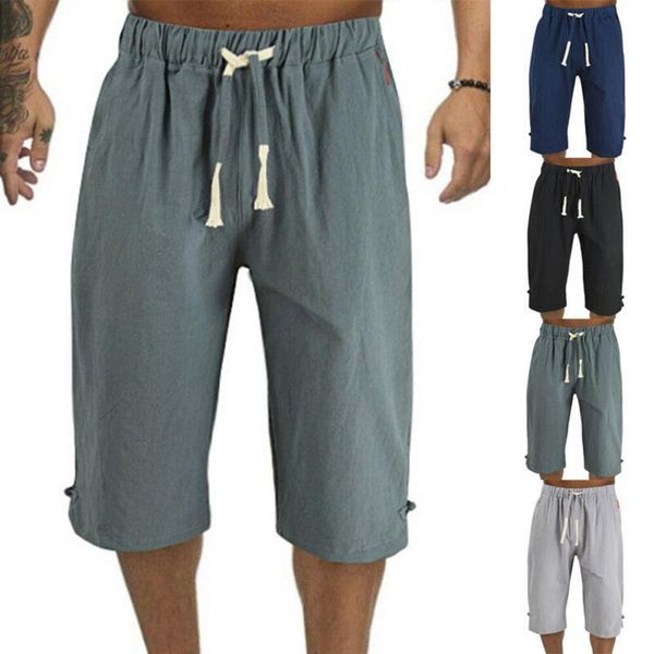 

men's shorts for men solid color lace up plus size loose sport pants summer male elastic waist trousers clothing, White;black