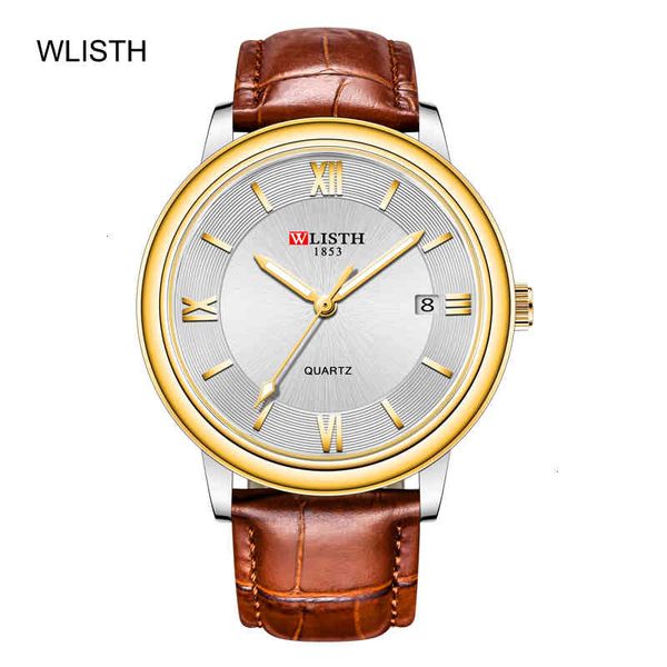 

watch waterproof wlisth high mens quality leather belt dial with calendar luminous mechanical business collected, Slivery;brown