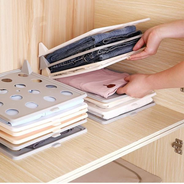 

hooks & rails 10pcs creative household folding clothes artifact wardrobe storage board t-shirt finishing rack anti-wrinkle