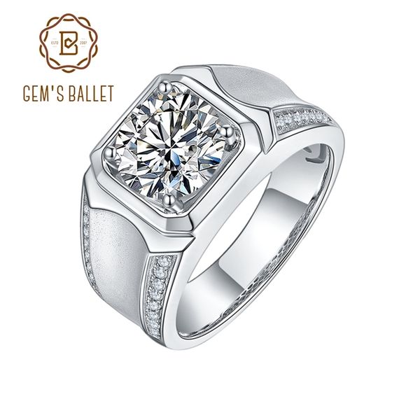 

gem's ballet luxury 925 sterling silver 1ct 2 ct 3ct d color rings men modern ring for anniversary father's day gift 211217, Slivery;golden