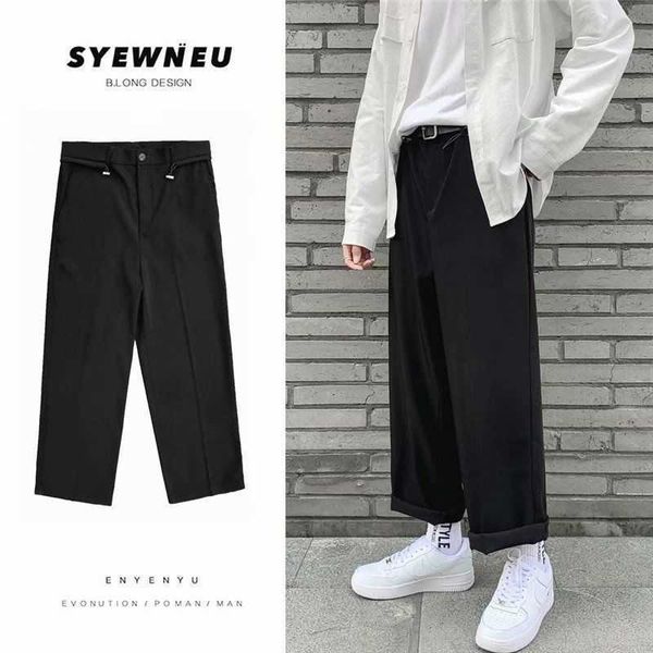 

men's pants summer thin section straight casual fashion solid color business dress men streetwear loose suit mens s5an, Black