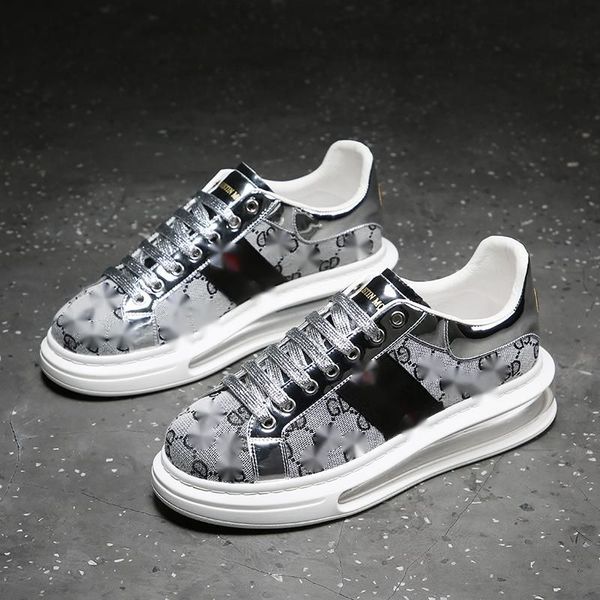 

men shoes lace up casual sneakers 2021 new thick bottom pu leather round toe classic comfortable spring autumn outdoors fashion concise dh59, Black