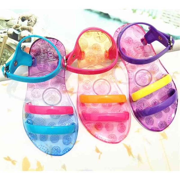 

new plastic girls' sandals candy crystal children's shoes, Black;red