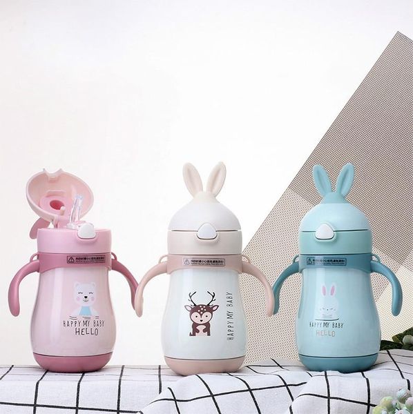 

water bottles creative children's insulation cup 316 stainless steel portable handlebar strap resistant wrestling drink