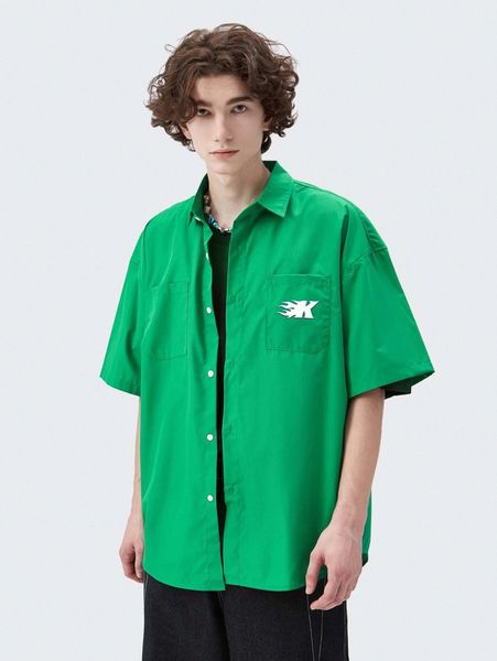 

men graphic pocket detail drop shoulder shirt h3cc#, White;black