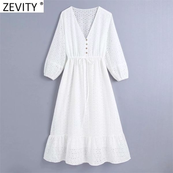 

women vintage hollow out embroidery casual slim midi dress female chic v neck waist lace up a line kimono vestidos ds8119 210416, Black;gray