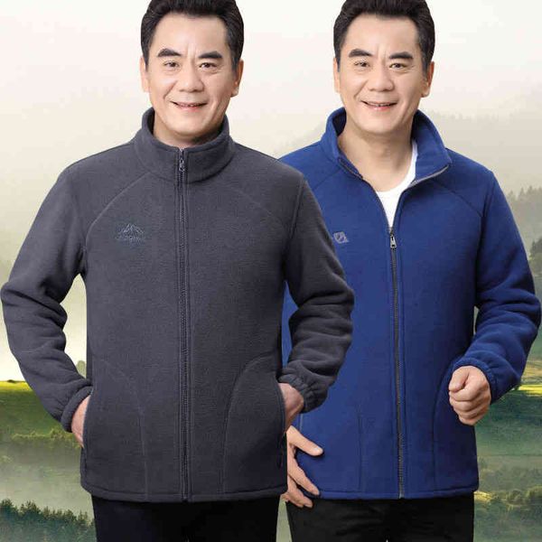 

autumn and winter middle-aged men's coat solid color zipper pocket cardigan dad's long sve fce sweater generation, Black