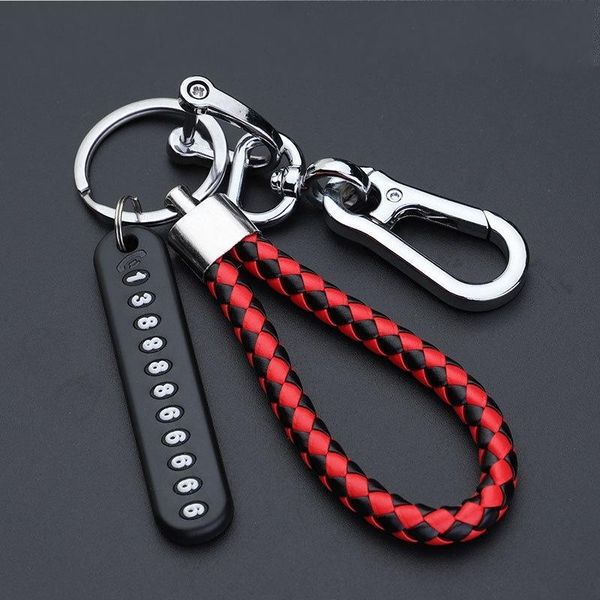

keychains car anti-lost key rings with phone number strip card black red rope automobile pendant accessories, Silver