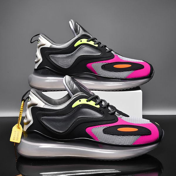 

men's 2021 spring men's sky eye -length air cushion sports putian casual running sho large, Black