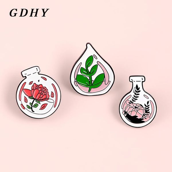 

pins, brooches gdhy plants flowers bottles enamel pin in bottle potted custom lapel backpack badges botany jewelry badge bijoux, Gray
