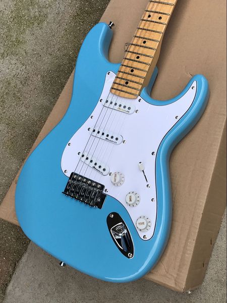 Alta qualidade Yngwie Malmsteen Azul Guitarra Elétrica Scalloped Fingerboard Cabeça Grande Basswood Corpo Maple Fingerboard