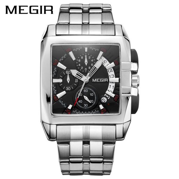 

wristwatches business men's quartz watches fashion brand megir chronograph wristwatch for man hour male waterproof erkek saat, Slivery;brown