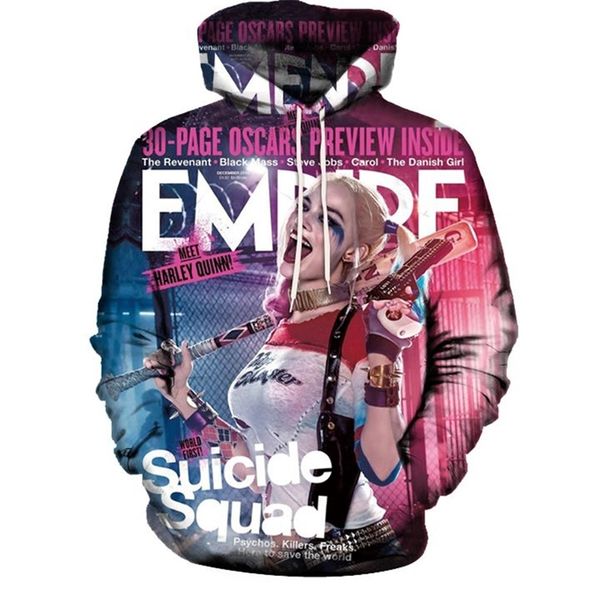 

selling new personality 3d harlequin hoodie youth fashion, Black