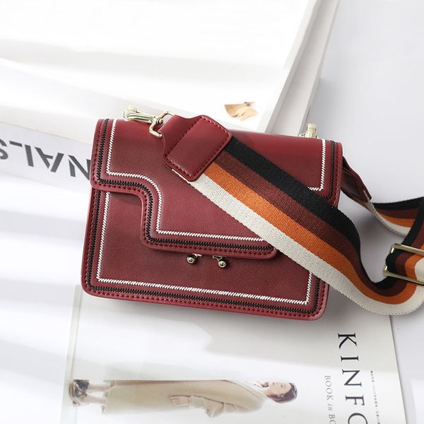 

design hand 2020 summer new texture women chic wide belt leather versatile small square single shoulder slung bag