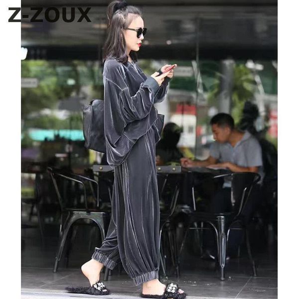 

women's two piece pants z-zoux sets velvet batwing sleeve woman with wide leg set plus size women clothes autumn v6fy, White