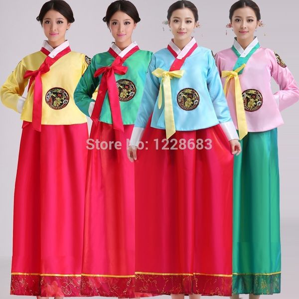 

women korea traditional haok korean national ccostume robe, Black;red