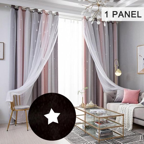 

star curtains hollow style sheer colorful double layer window for bedroom living room home decor curtain & drapes