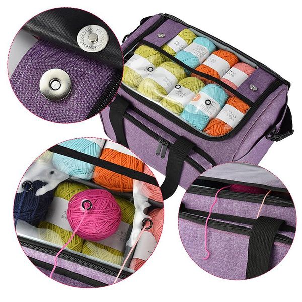 

storage bags portable knitting bag wool crochet hooks thread yarn sewing needles organizer accessories