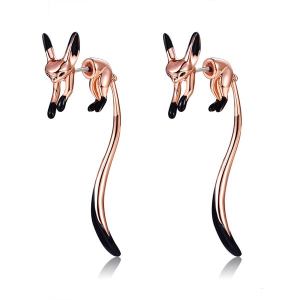 

female xia xiaozhong cute fox earrings ake266, Golden