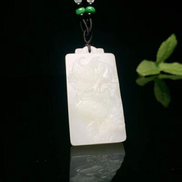 

lockets h58#exquisite hetian yu songhe yannian pendant, Silver