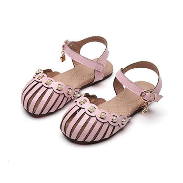 

sandals 2021 childrens shoes pearl rhinestones shining kids princess baby girls for party and wedding, Black;red