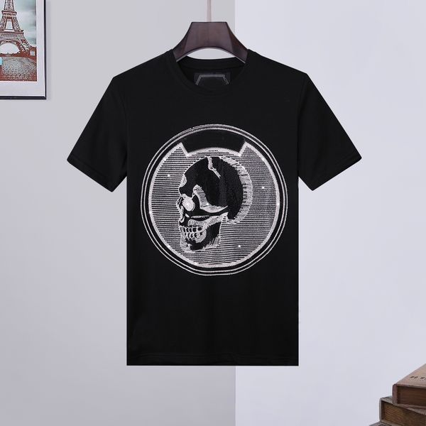 

21fw men women designer t shirts luxury white off phillip plain men shirt hoodies coats spring short sleeve skull diamond bags 008, White;black