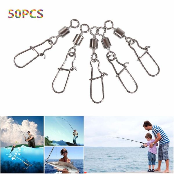 

fishing hooks joshnese 50pcs rolling swivel with nice snap black nickle swivels hard lures connector size 2 4 5 6 7 10